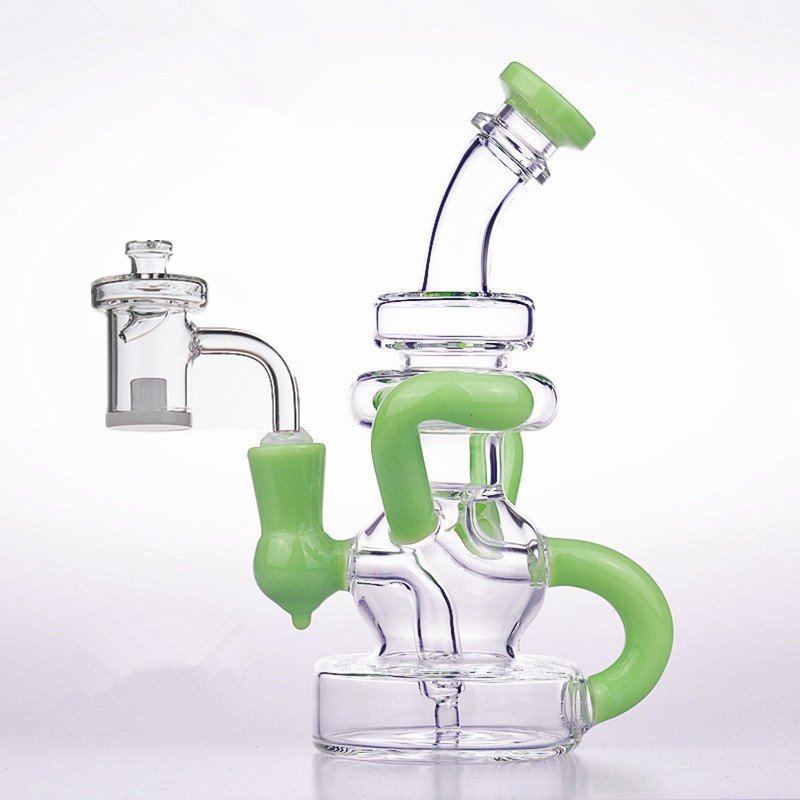 5d1c9488e1d_副本 Recycler glass water pipes with quartz banger - Image 1